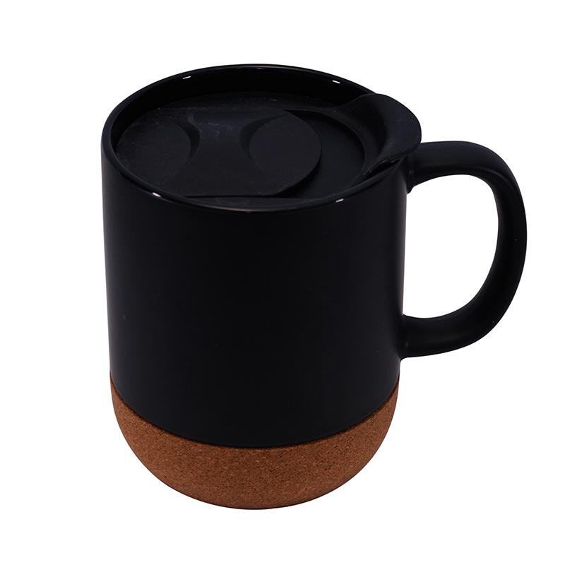 ceramic coffee mug with cork base Black